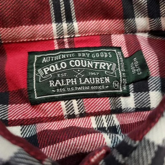 Polo Ralph Lauren Country Mens Plaid Flannel Button Down Shirt Size Medium Red - Picture 2 of 5